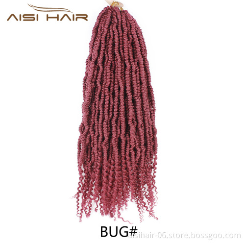 Aisi Hair 14 Inch 24 Strands Bomb Kinky Twist Crochet Hair Synthetic Fluffy Hair Extension Nubian Twist Braiding Hairpieces